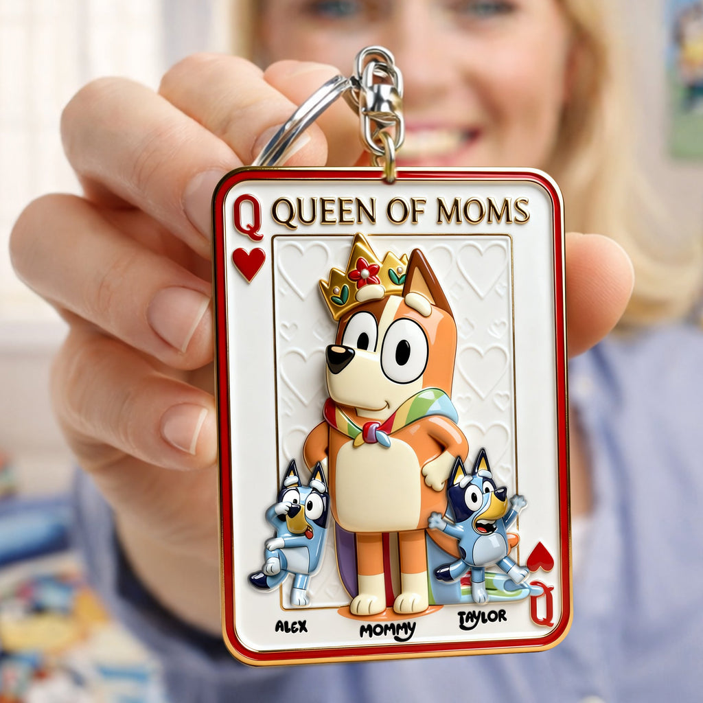 Puppy Card Theme Mom And Kids Keychain - Personalized Gifts For Mother's Day Keychain 03NALU020326