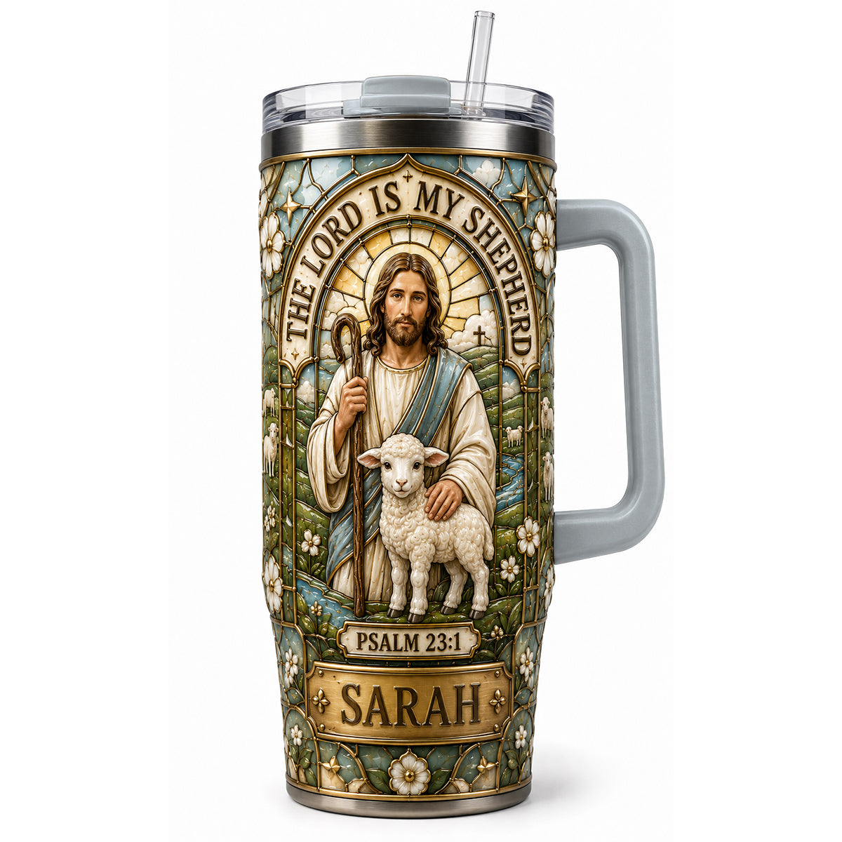 The Lord Is My Shepherd Tumbler With Handle - Personalized Gifts For Christians 03hatn060726
