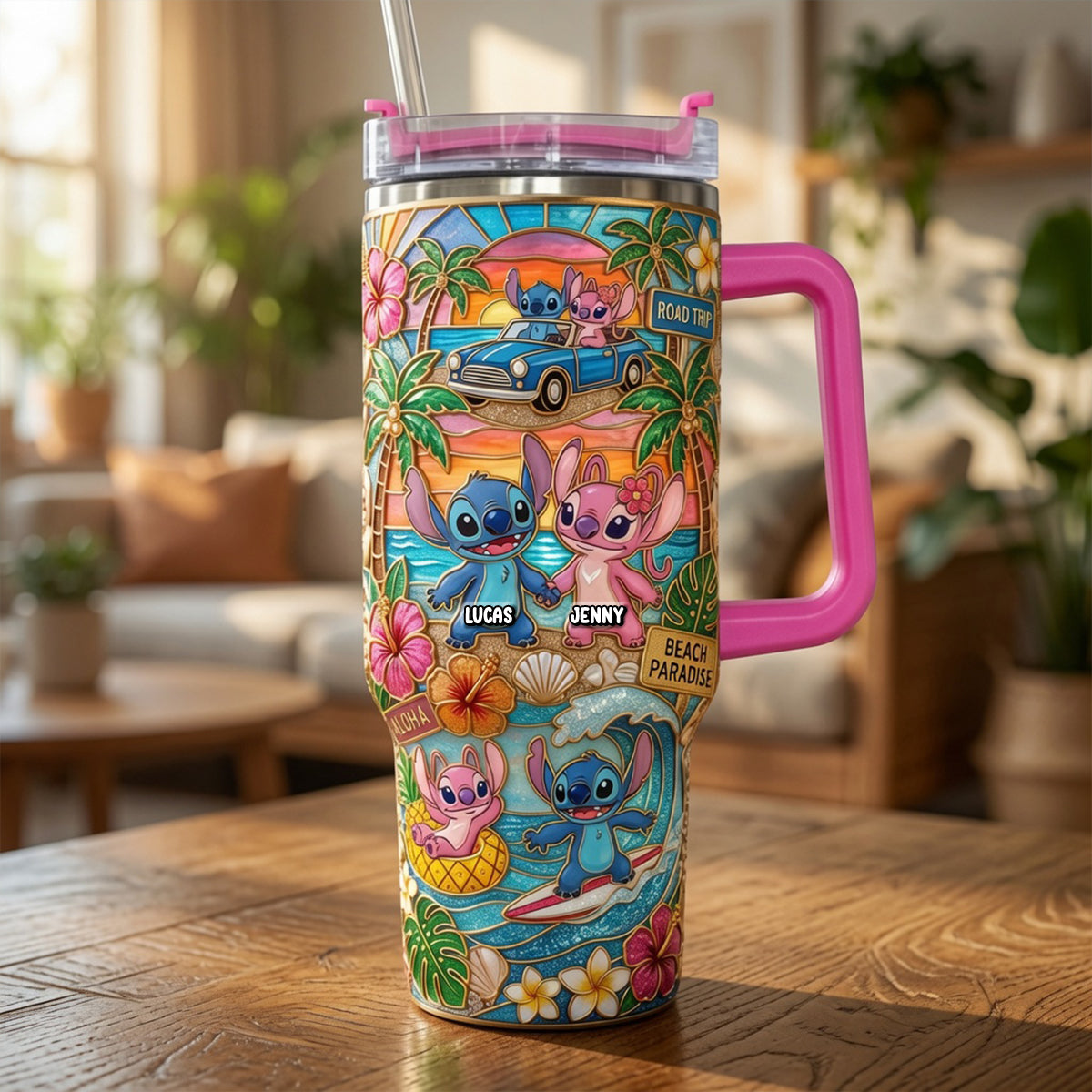 Couple Summer Vibes 40oz Tumbler With Handle - Personalized Gifts For Couples 02patn300626
