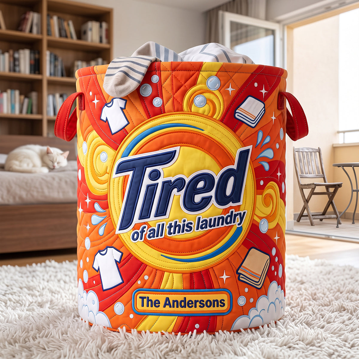 Tired Of All The Laundry Quilted Laudry Basket - Personalized Gifts For Family 01huta140726