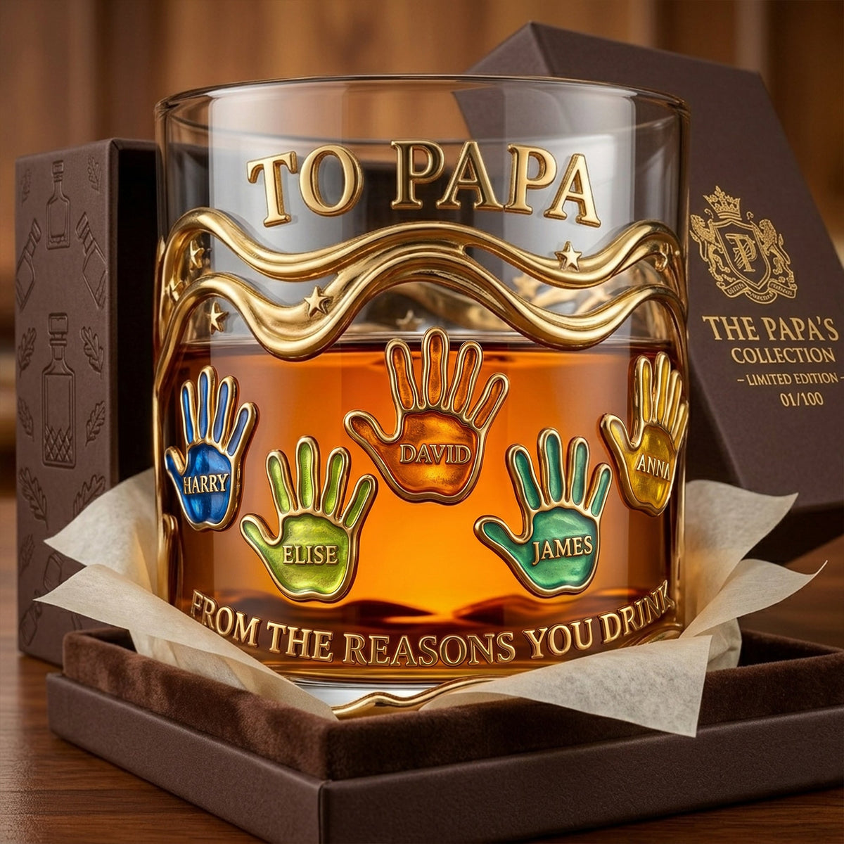 Papa’s Pride Glass Mug Personalized Father's Day Gifts 04PALU060426