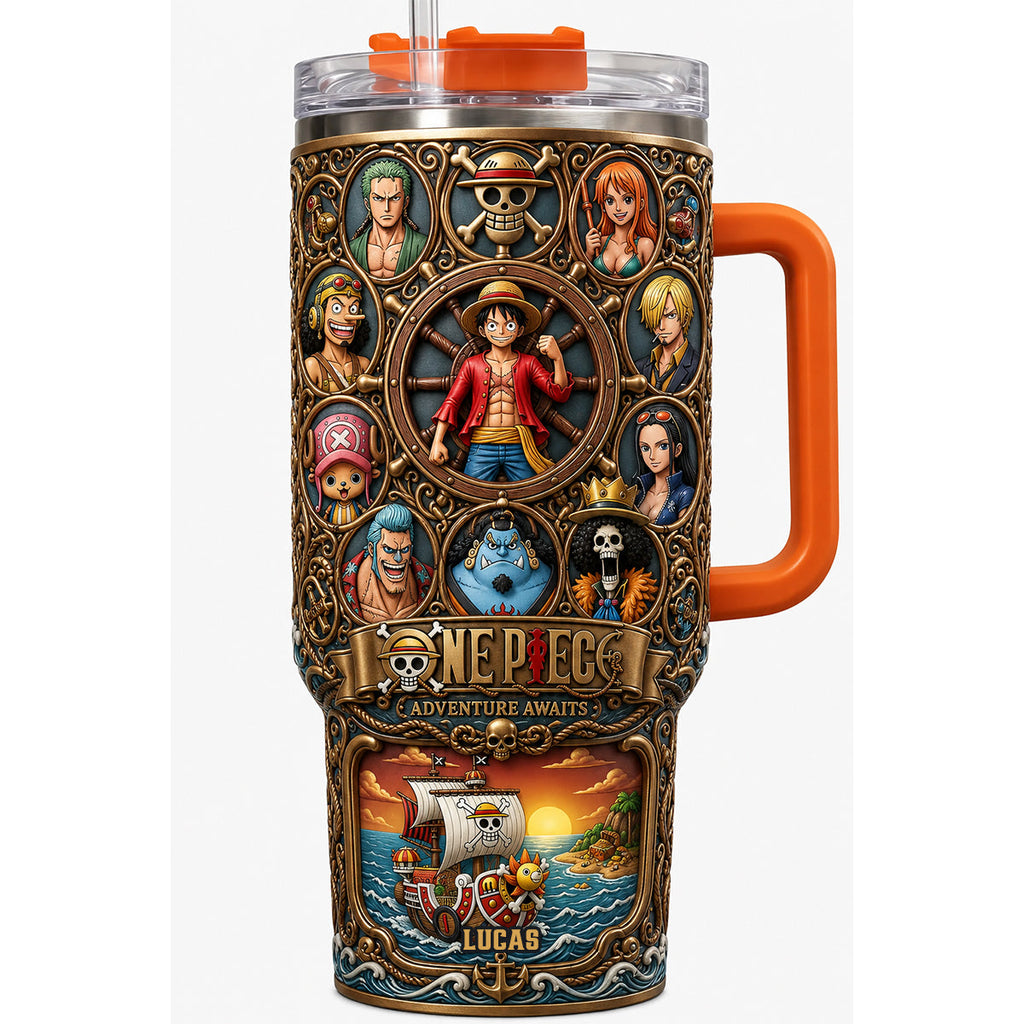 Adventure Awaits Tumbler With Handle - Personalized Gifts For Anime Lovers 05tydt070726