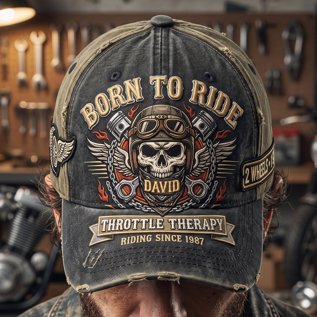 Vintage Rider Skull Classic Cap - Personalized Gifts 03hatn260626