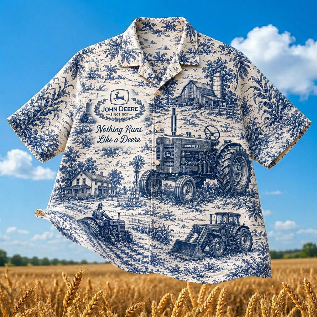 Farm Life Toile de Jouy Hawaiian Shirt - Personalized Gifts For Farmer 03NALU170626