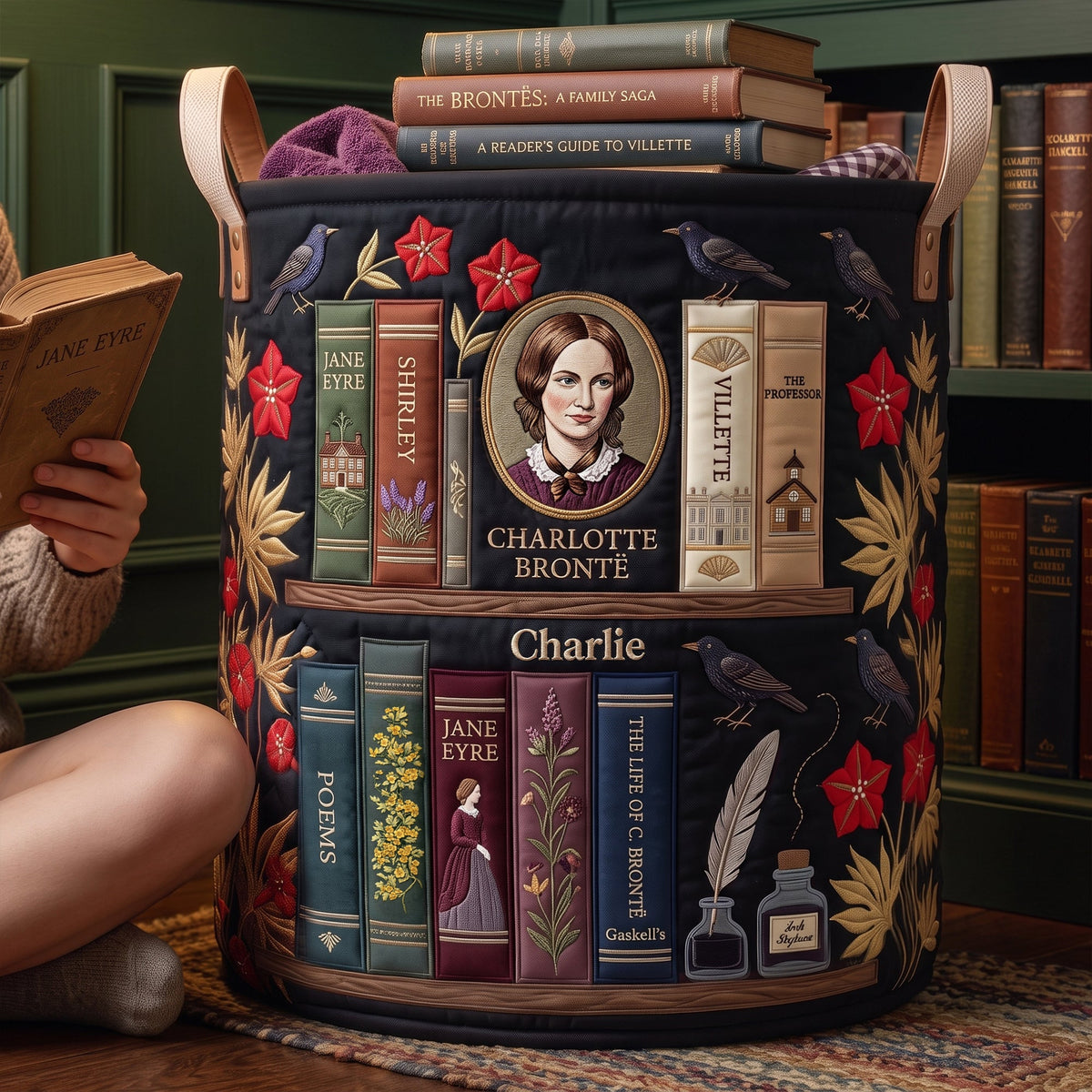 Victorian Literature Collection Quilted Laundry Basket - Personalized Gifts For Book Lovers 04qhlu130726