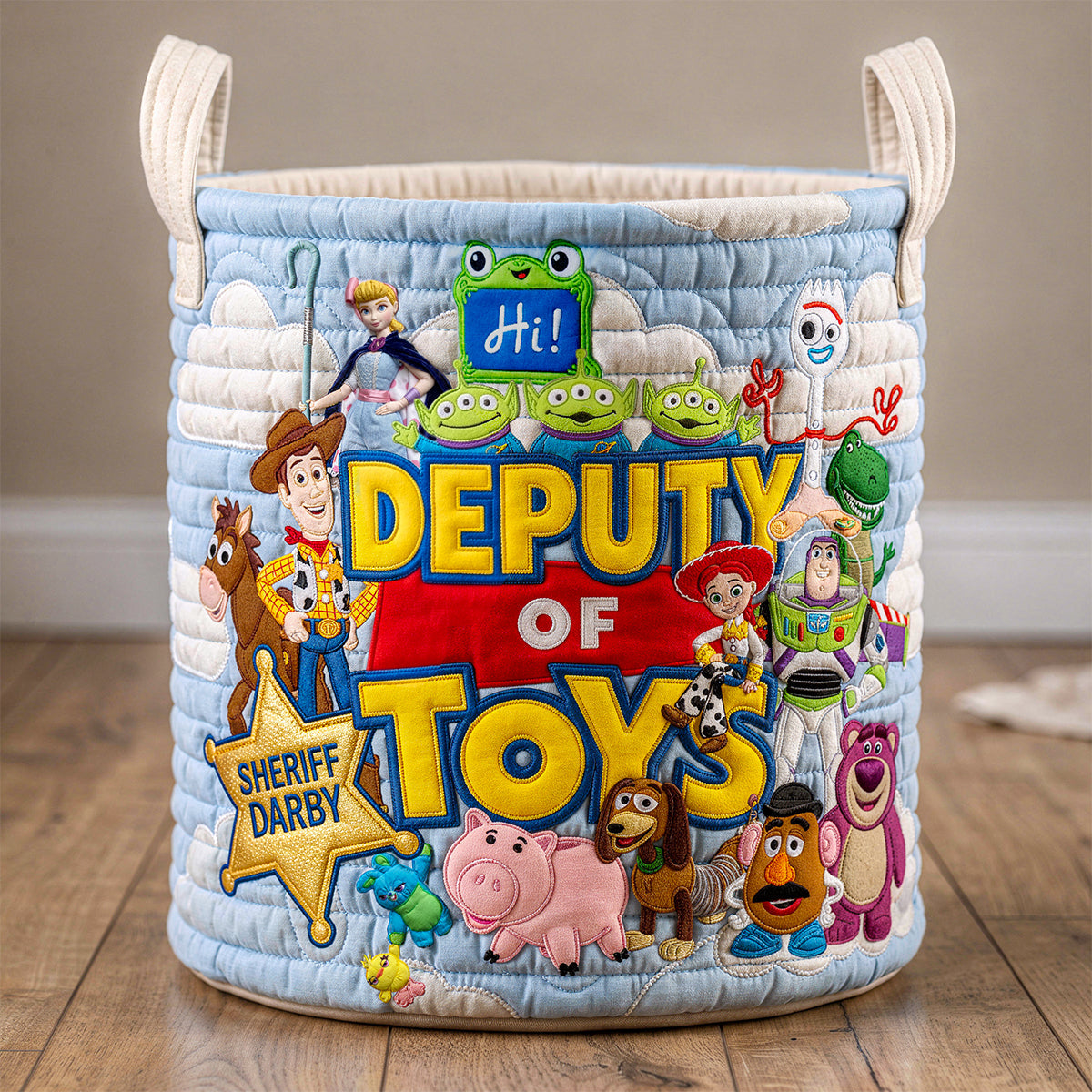 Kid Toy Storage Quilted Laundry Basket, Personalized Gift 01qhdt010726