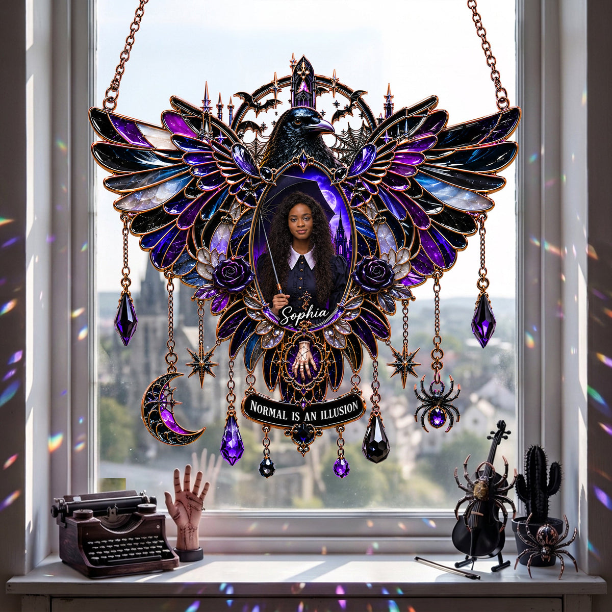 Gothic Window Suncatcher Ornament Custom Photo Gifts for Fantasy Lovers 02HALU160726