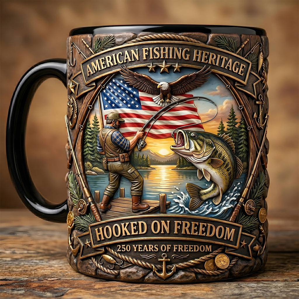 Hooked On Freedom Accent Mug - Personalized Gift For Fisherman 04tytn250626