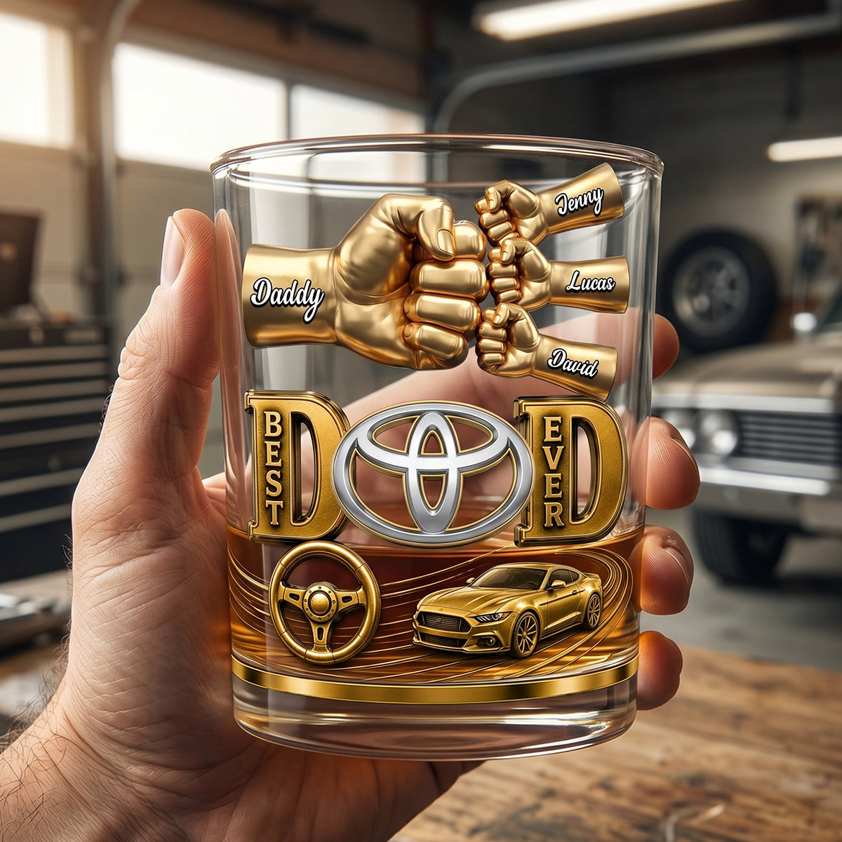 Muscle Car Dad Round Glass - Personalized Gift For Dads 03NATN220526