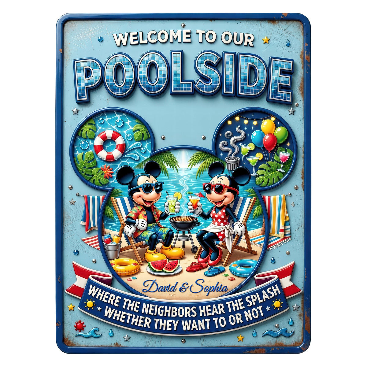 Welcome To Our Poolside Metal Sign - Personalized Gifts For Couples 05toqn180626
