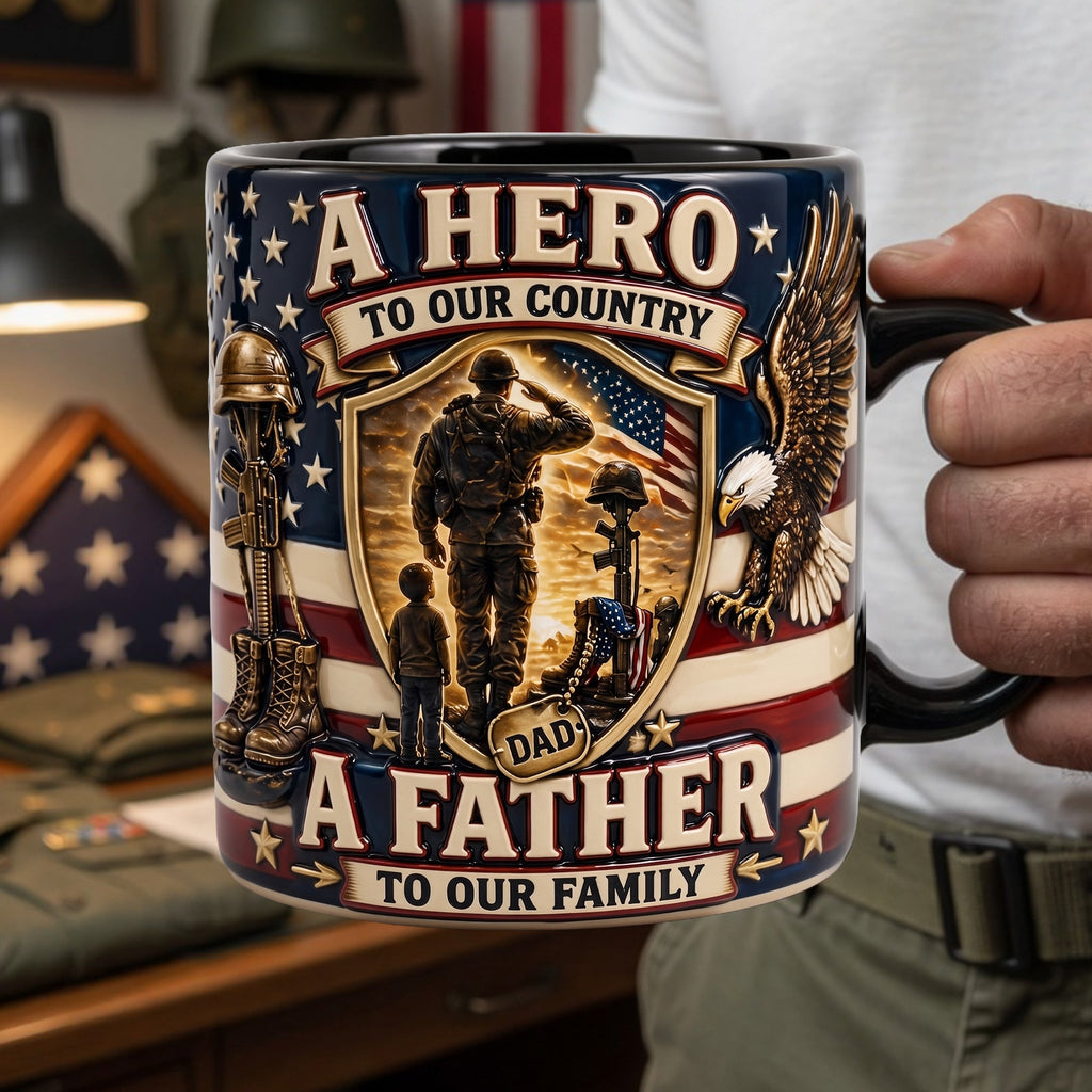 Proud Veteran Dad Black Mug - Gifts For Dads 01palu050526