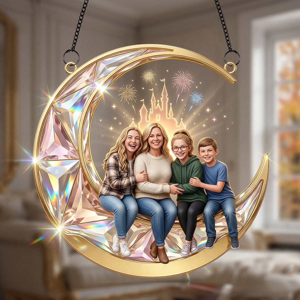 Custom Photo Family suncatcher  - Personalized Gifts For Family Suncatcher Ornament 03NATN200326