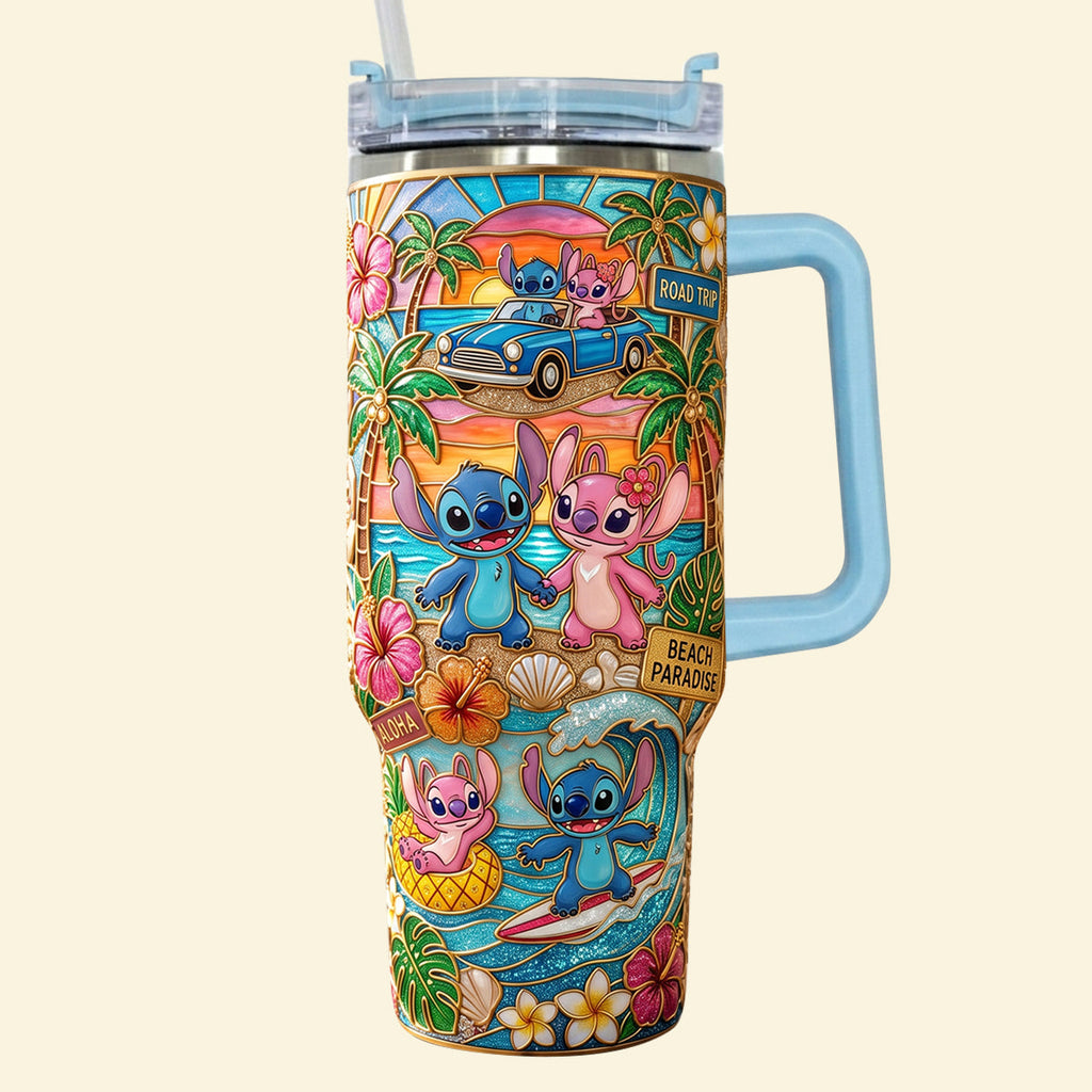 Couple Summer Vibes 40oz Tumbler With Handle - Personalized Gifts For Couples 02patn300626