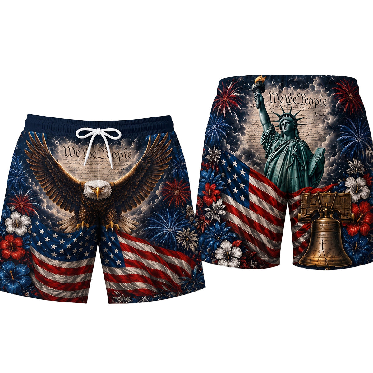 USA Patriotic Men's Beach Shorts -  Personalized Gifts For Him 05totn040726
