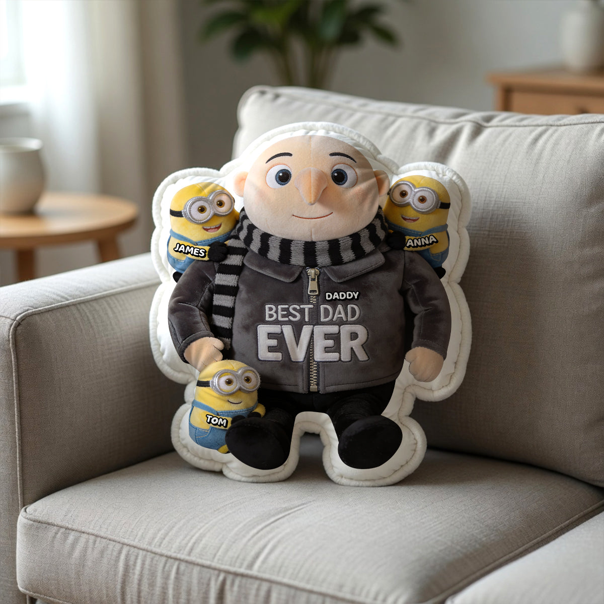 Playful Yellow Dad Shaped Pillow - Personalized Gifts For Dads 03PGTN240426