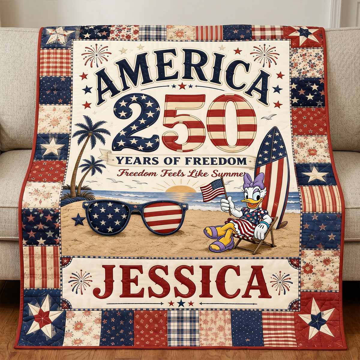 Freedom Feels Like Summer Blanket - Personalized Gifts For Patriots 01PATN040626