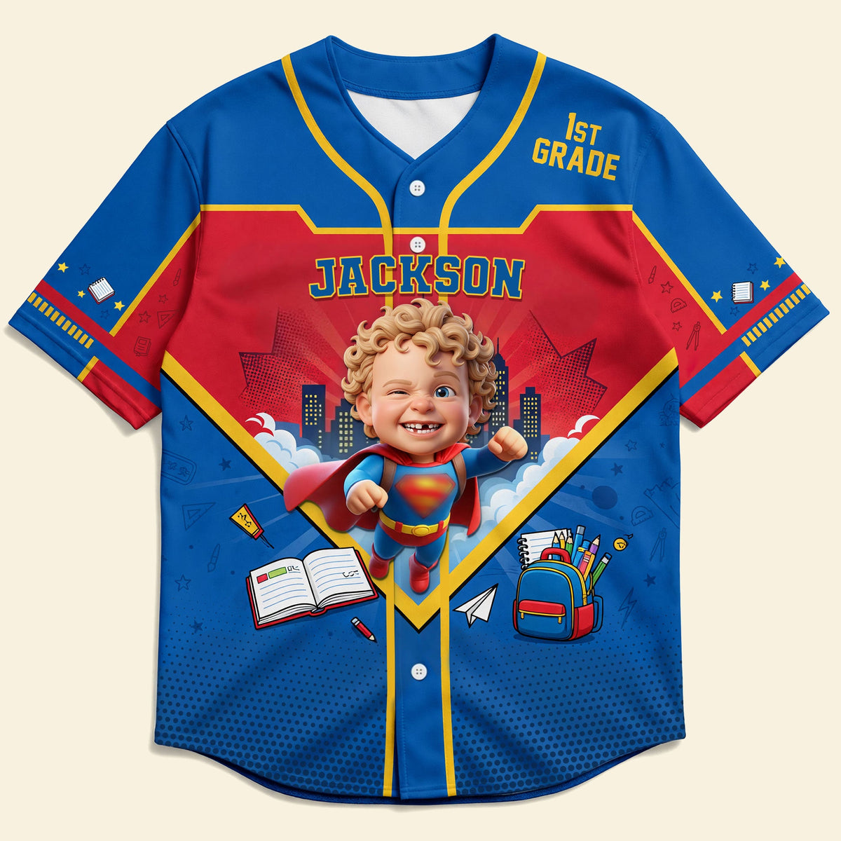 Flying To Back To School Kid Baseball Jersey - Custom Photo Gifts For Kids 04qhti030726