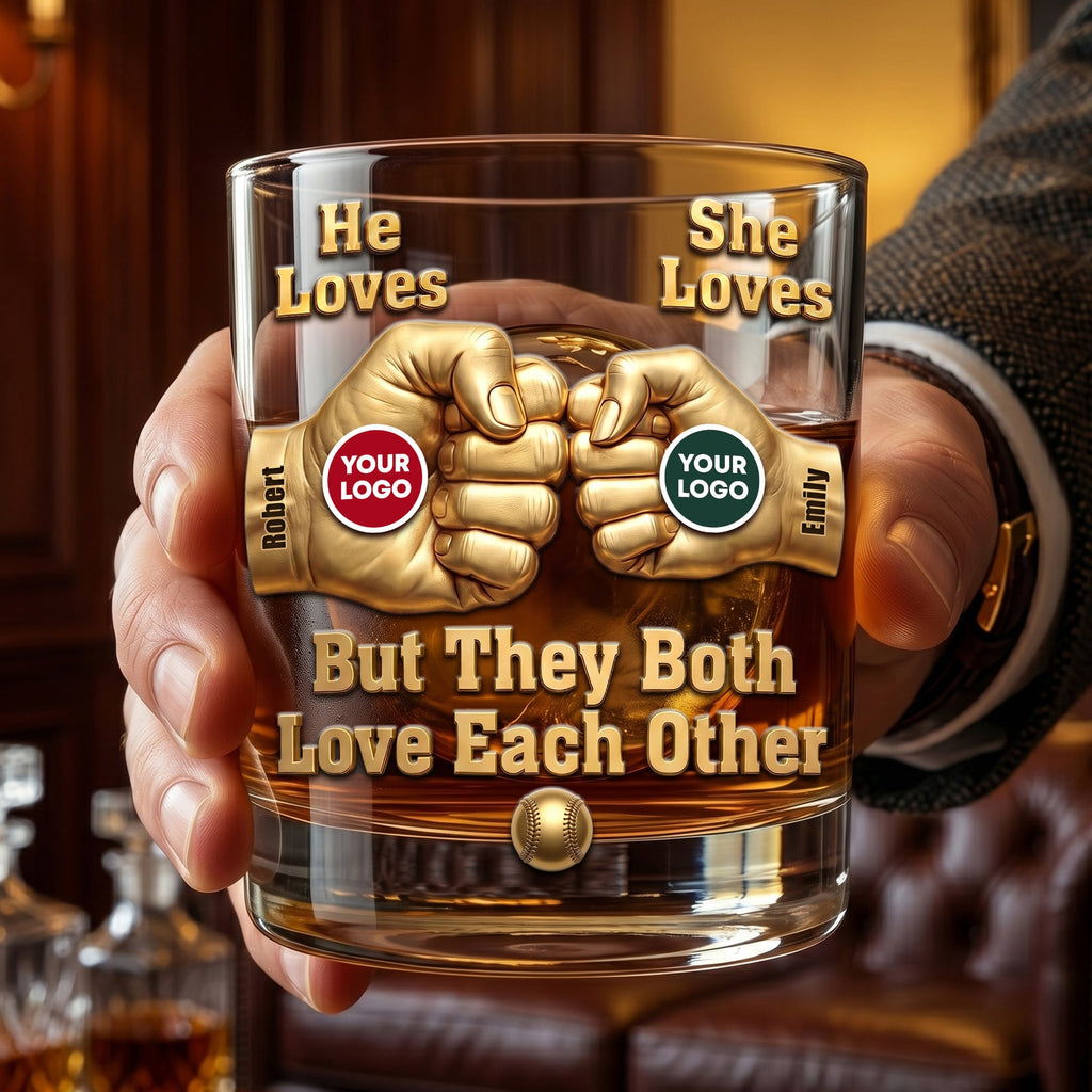 Rival Teams Couple Sport Round Glass - Personalized Gifts For Couple 03huti060626