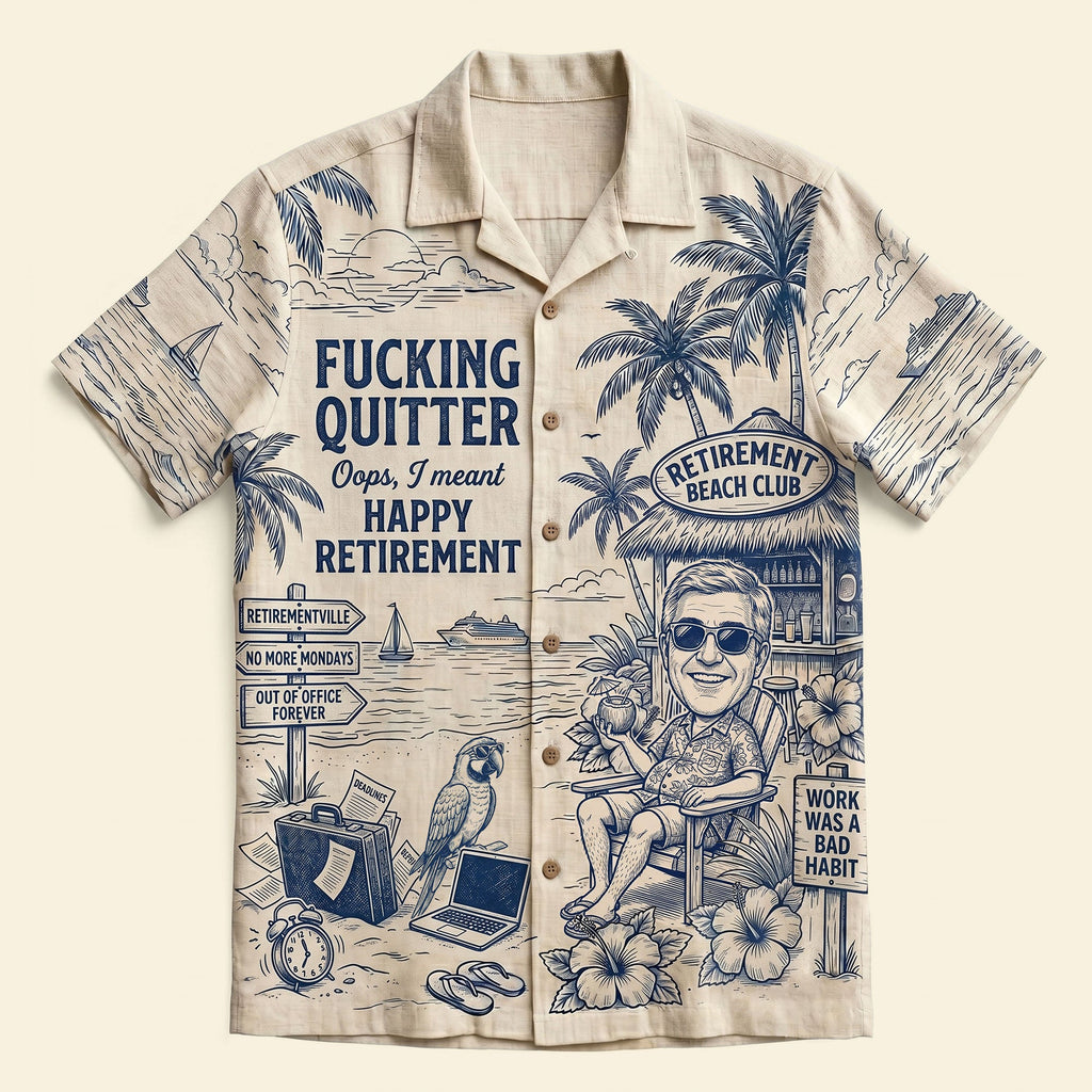 Quitter Club Toile De Jouy Hawaiian Shirt - Custom Photo Gifts 02pati180626