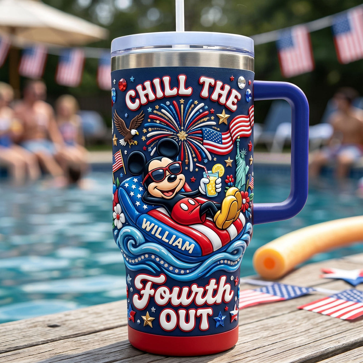 USA Summer Celebration 40oz Tumbler With Handle - Personalized Gifts 04pati190626