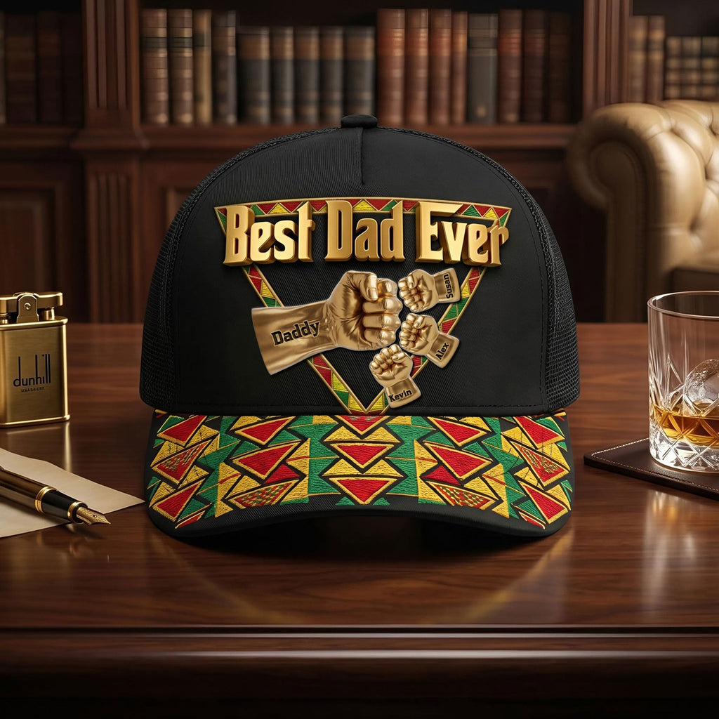 Proud Dad And Kid Fist Bump Cap - Personalized Gifts For Father's Day Mesh Baseball Cap 06HUTI280526