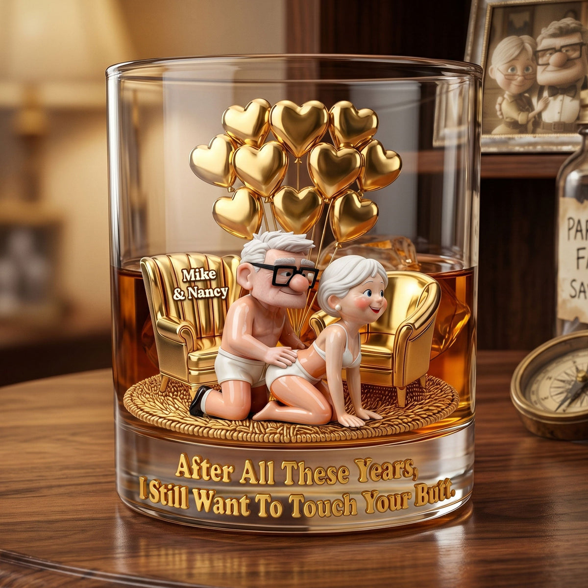 Funny Old Couple Round Glass - Personalized Gifts For Couple 05OHTI040626