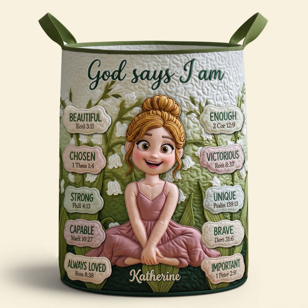 Lovely Birth Flower Quilted Laundry Basket - Personalized Gifts For Girls 05qhti170726