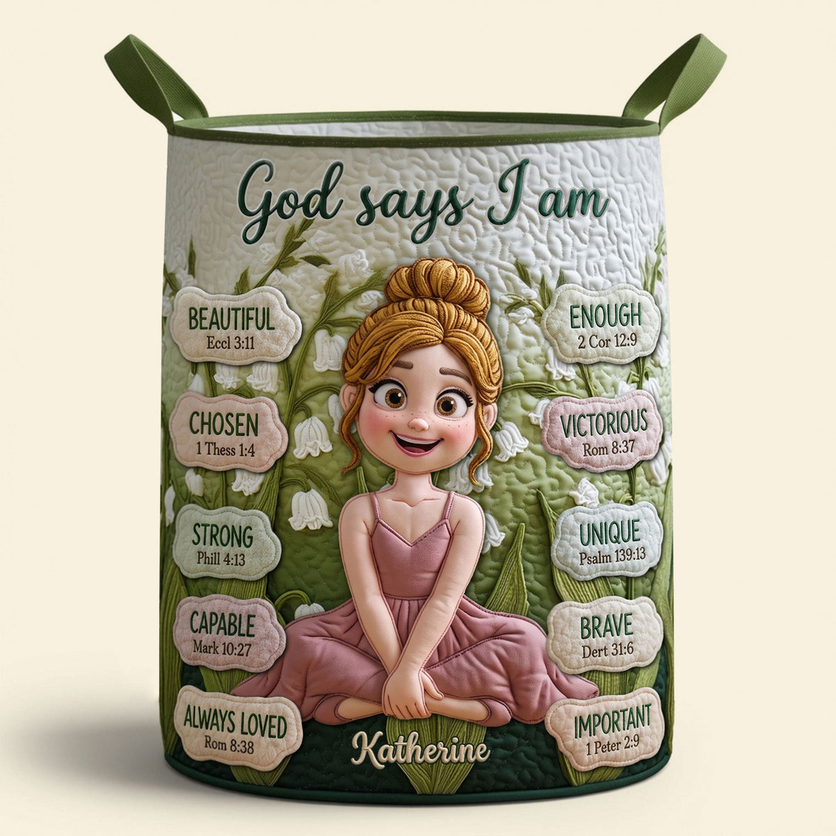 Lovely Birth Flower Quilted Laundry Basket - Personalized Gifts For Girls 05qhti170726