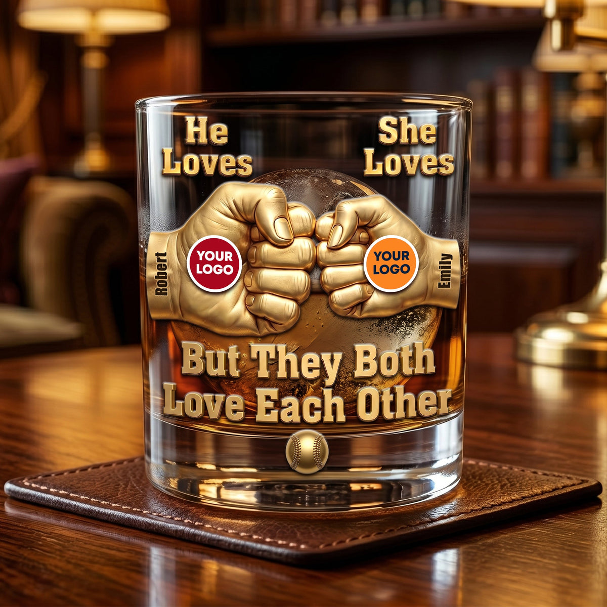 Rival Teams Couple Sport Round Glass - Personalized Gifts For Couple 03huti060626