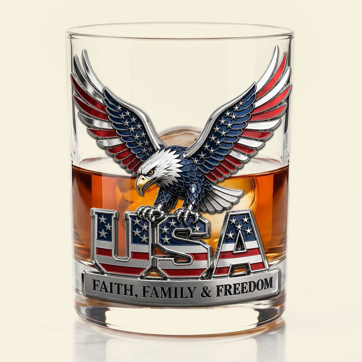 USA Strong Eagle Round Glass - Personalized Gifts For Patriots 02QHTI100626