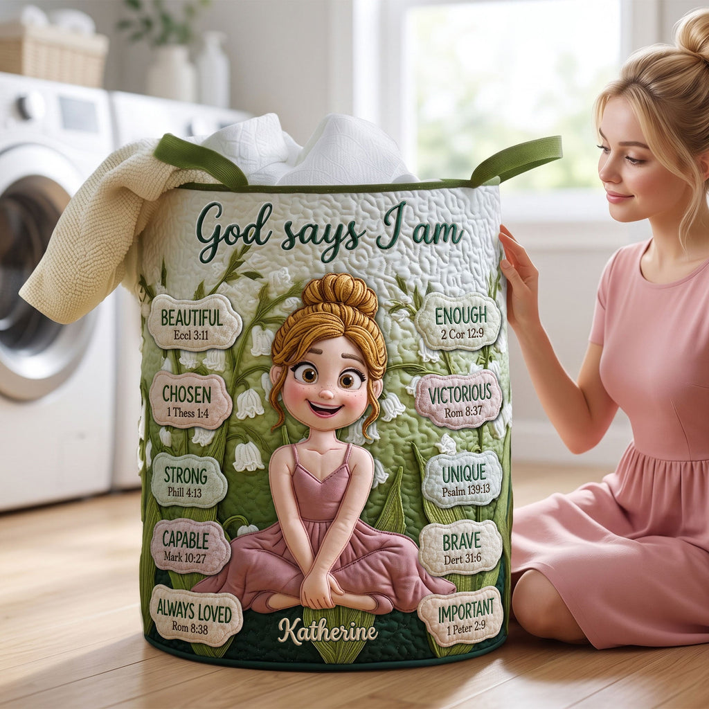 Lovely Birth Flower Quilted Laundry Basket - Personalized Gifts For Girls 05qhti170726