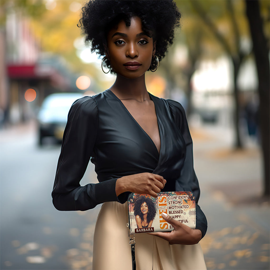 She Is - Personalized Clutch Purse