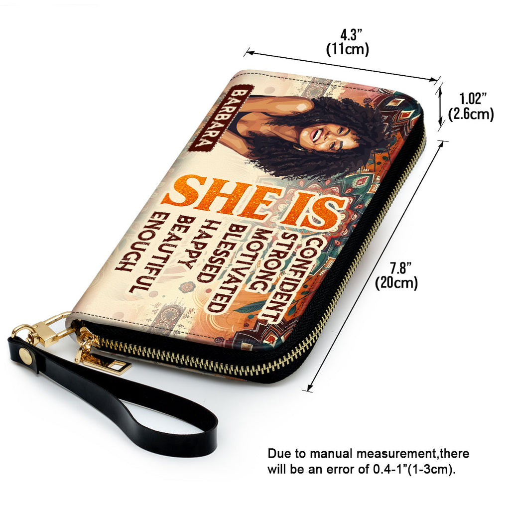 She Is - Personalized Clutch Purse