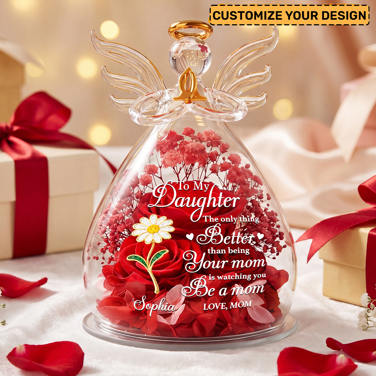 The Only Thing Better Than Being Your Mom - Personalized Angel Dome With Preserved Flowers
