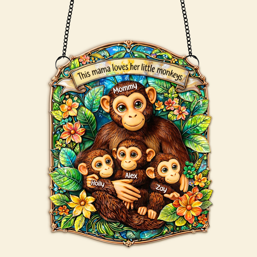 Monkey Mom Suncatcher Ornament Personalized Mother's Day Gifts 06TOMG030326
