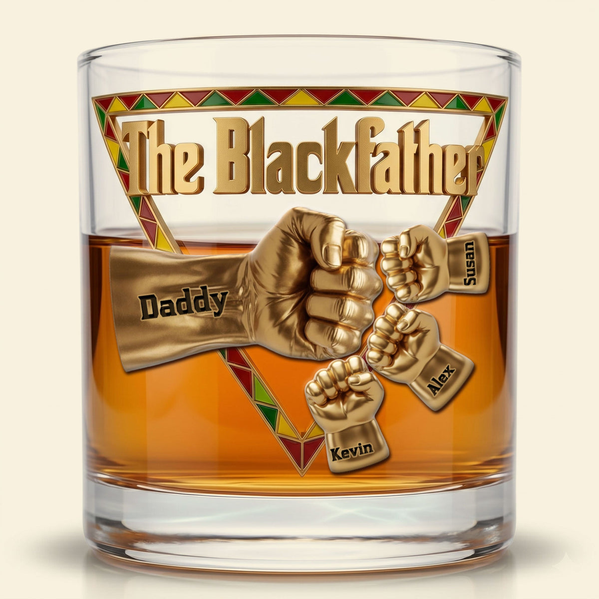 The Black Father 11oz Round Glass - Personalized Gifts For Dad 01huti020526