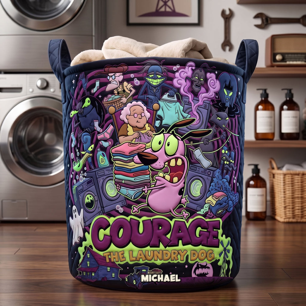 Funny Furbaby Doing Laundry Quilted Laundry Basket - Personalized Gifts 05pati130726