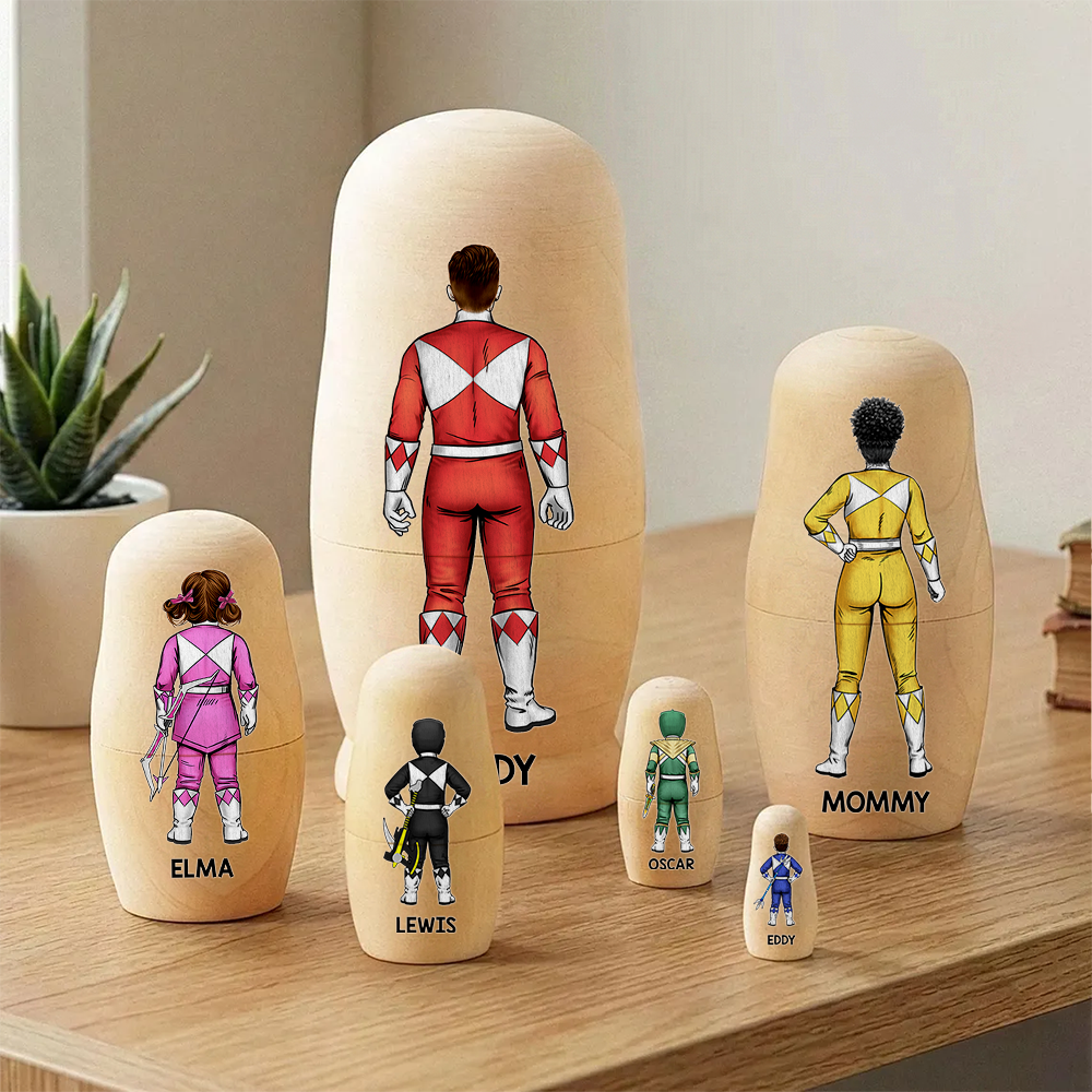 Family of Light Guardians Wooden Nesting Dolls - Personalized Gift For Family 061QHHU080426HH
