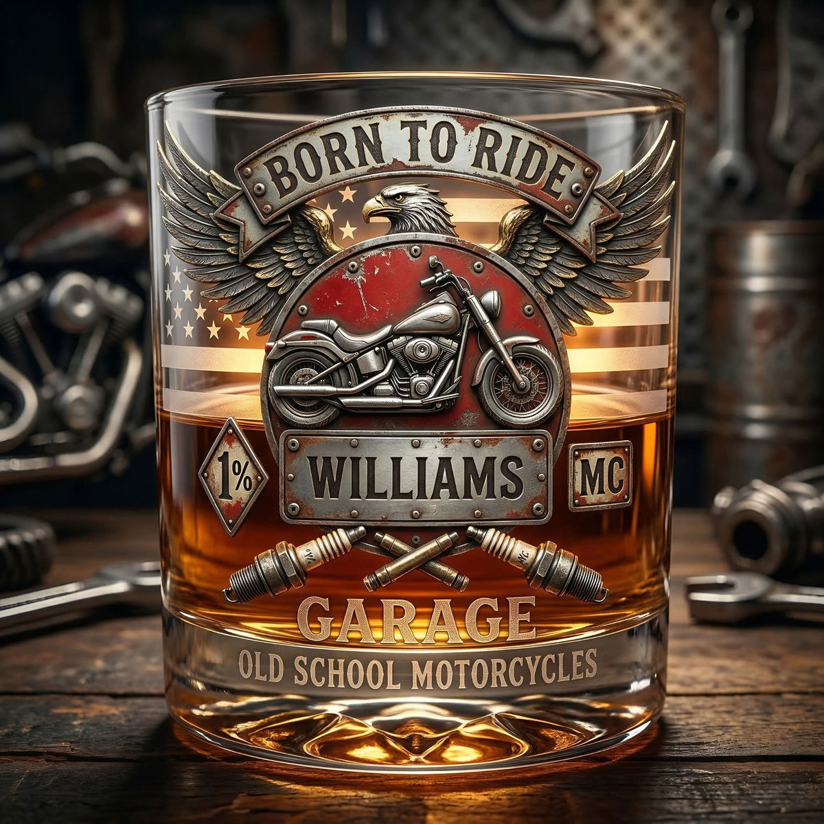 Born To Ride 11oz Round Glass - Personalized Gifts For Bikers 03pati300326