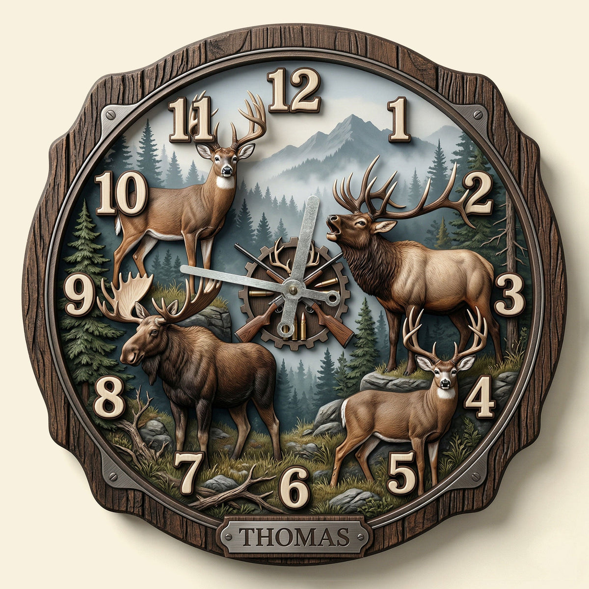 Hunting Hanging Wall Clock - Personalized Gifts For Hunters 01huti250326