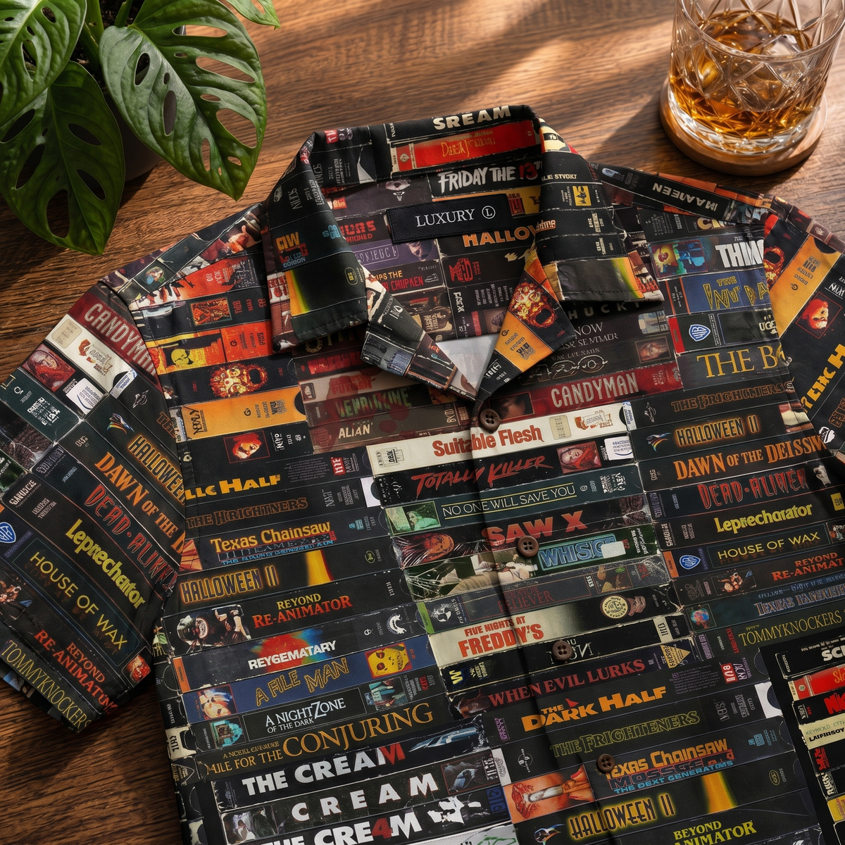 Horror Tape Stack Hawaiian Shirt - Gifts For Horror Lovers 01huti270526