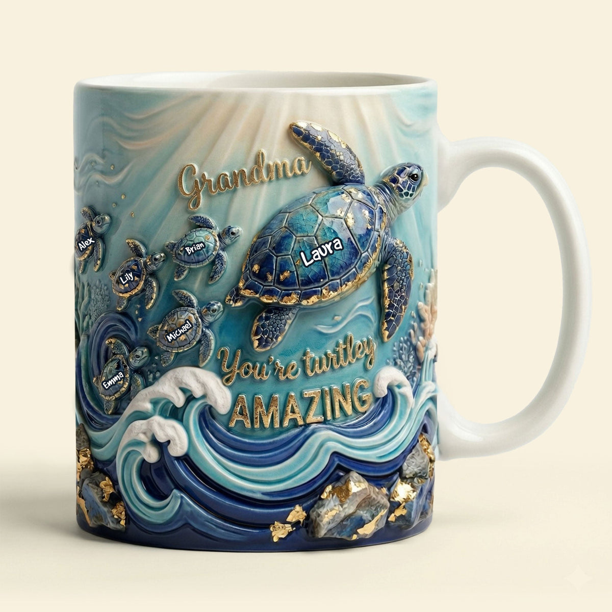 Turtle Mom and Kids Coffee Mug - Personalized Gifts For Mom 04pati140426