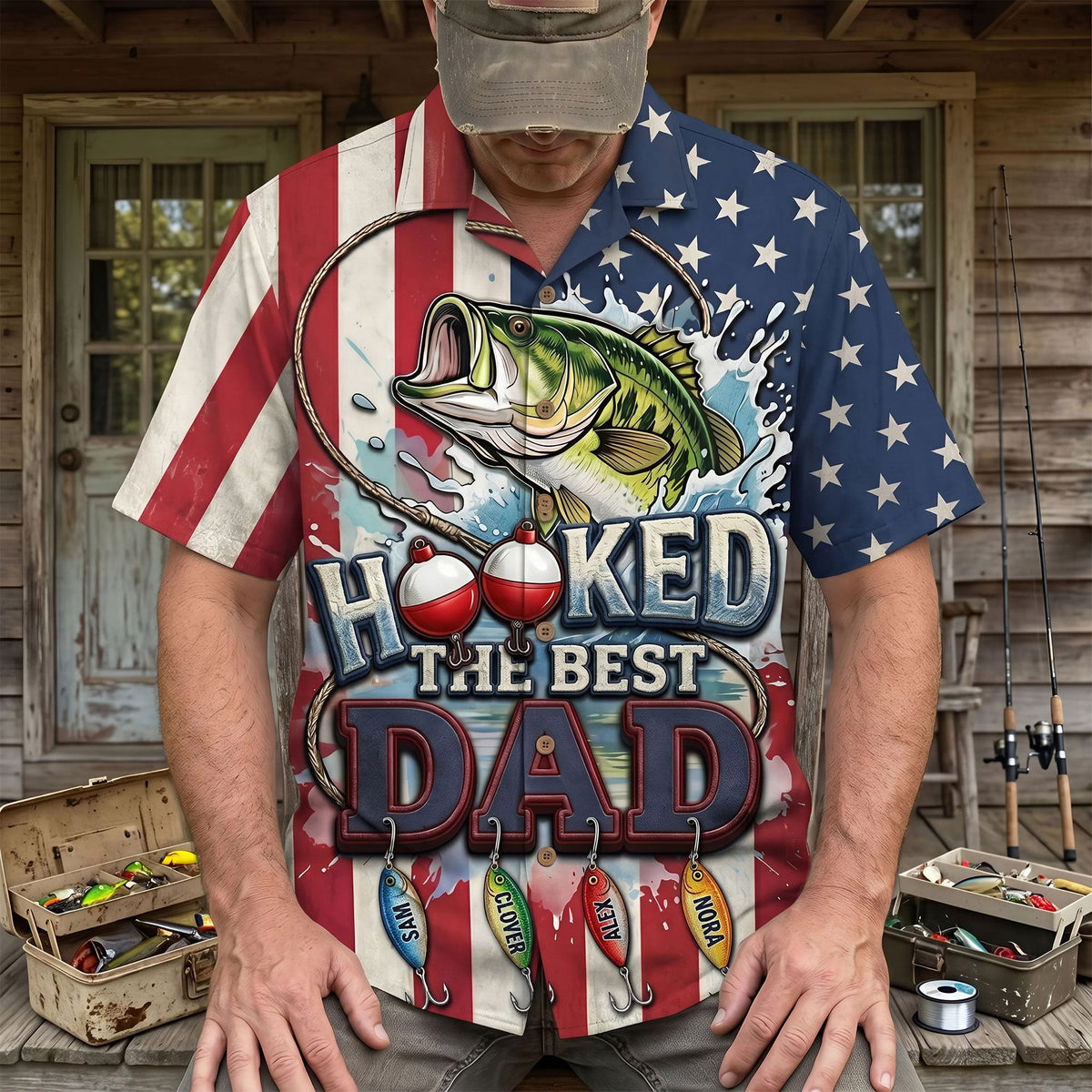 Hooked The Best Dad Hawaiian Shirt Personalized Gifts For Dad 03PATI150426