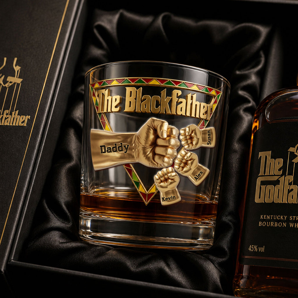 The Black Father 11oz Round Glass - Personalized Gifts For Dad 01huti020526