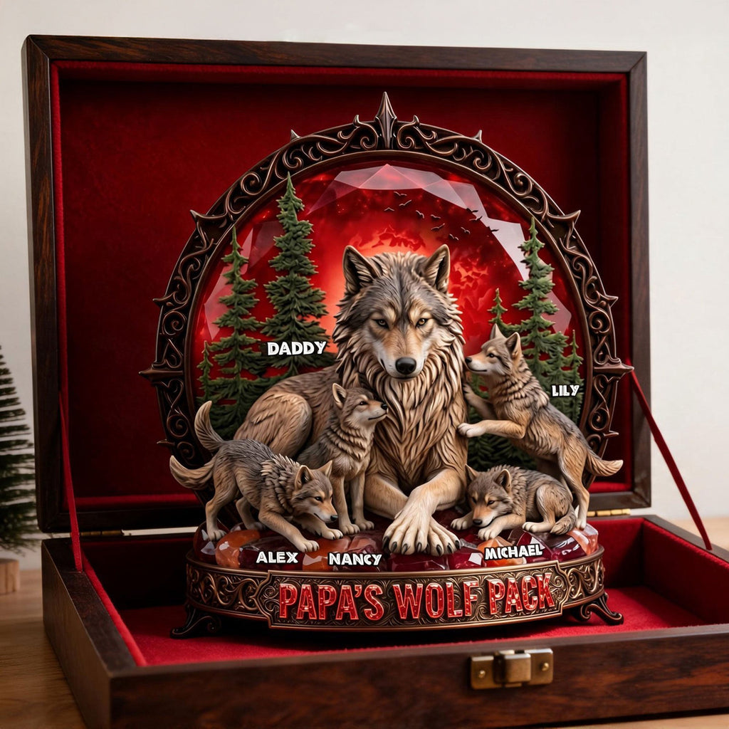 Papa's Wolf Pack Acrylic Plaque - Personalized Gifts For Dad 01TYTI040526