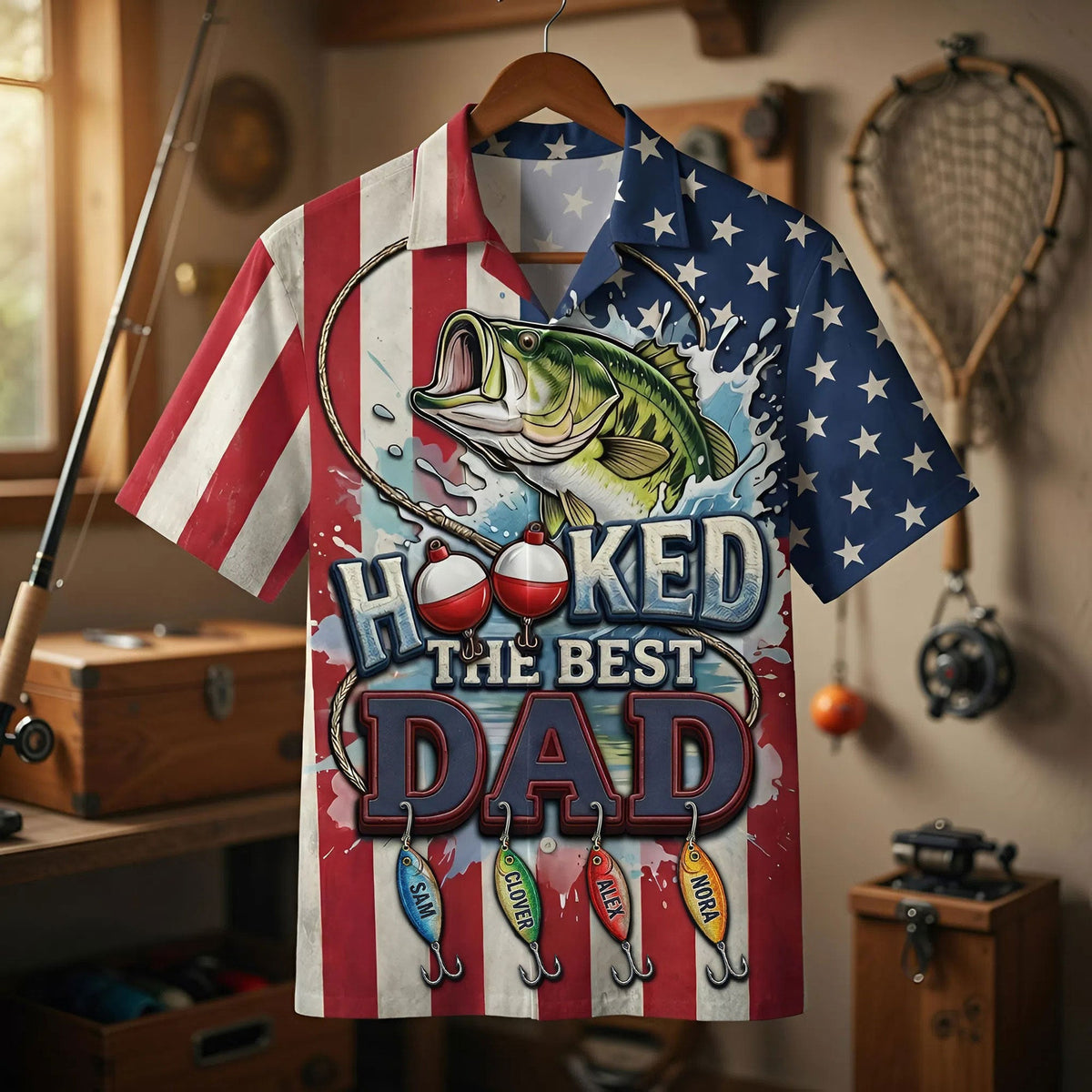 Hooked The Best Dad Hawaiian Shirt Personalized Gifts For Dad 03PATI150426