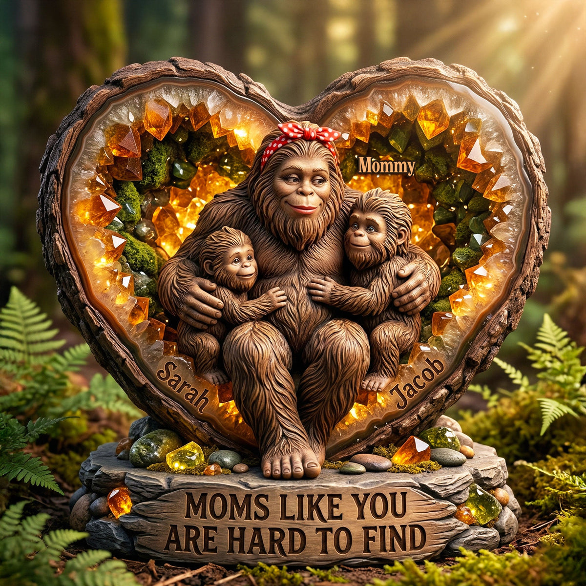 Sasquatch Mom And Kids Acrylic Plaque - Personalized Gifts For Mother's Day Plaque 04HUTI020426