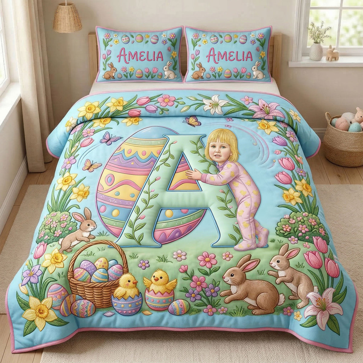Easter Alphabet Quilt Bed Set - Custom Photo Gifts 03PATI190326