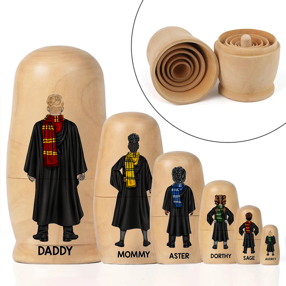 Fantasy School Family Nesting Dolls - Personalized Gifts For Family Wooden Nesting Dolls 05QHHU090426TM