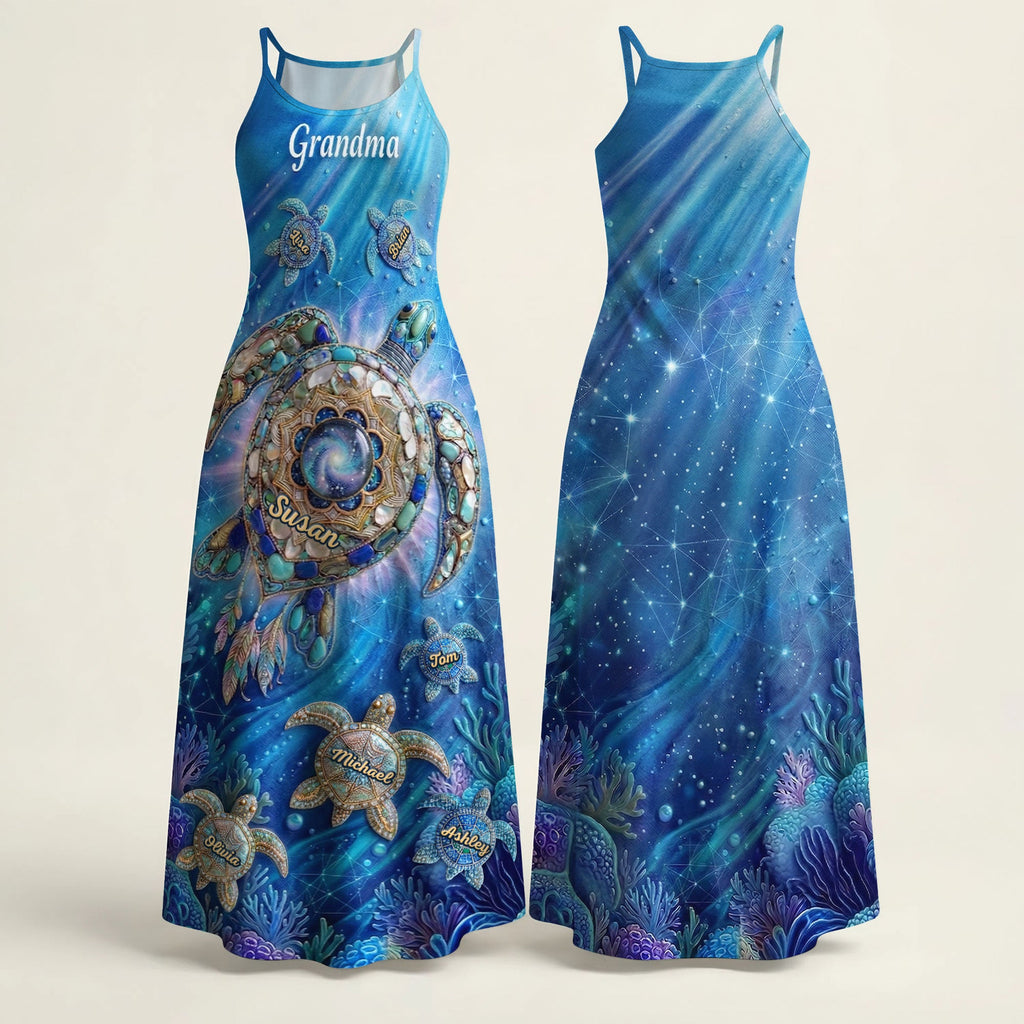 Turtle Grandma And Kids Maxi Dress - Personalized Gifts For Grandma 05HUTI080426
